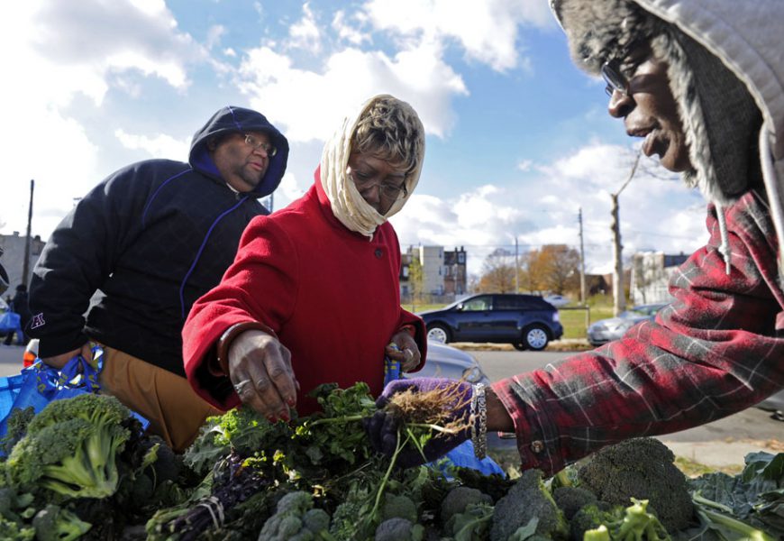 Oliver neighborhood resident, Mary L. Bryant, selects vegetables for the week's meals